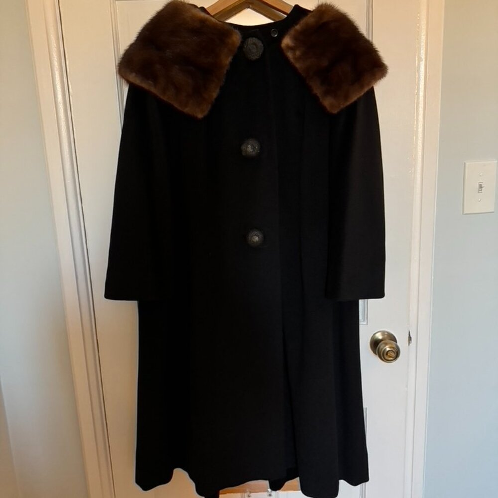 Vintage Wool Coat with Mink Collar